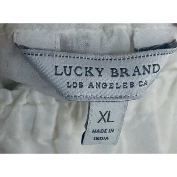 Lucky Brand Top Womens XL Ivory Off the Shoulder Embroidered Cropped Boho Beachy - Picture 5 of 8